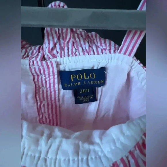 Polo Ralph Lauren 2T pink searsucker dress ruffle hem - Picture 4 of 4